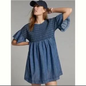 Anthropologie Luz chambray mini dress S